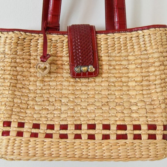 Brighton Straw Satchel with Red Leather - Picture 6 of 6